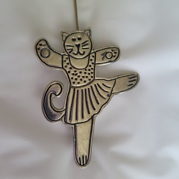 Sterling Cat Earring & Sterling Ballerina Cat Pin - Picture 3 of 14